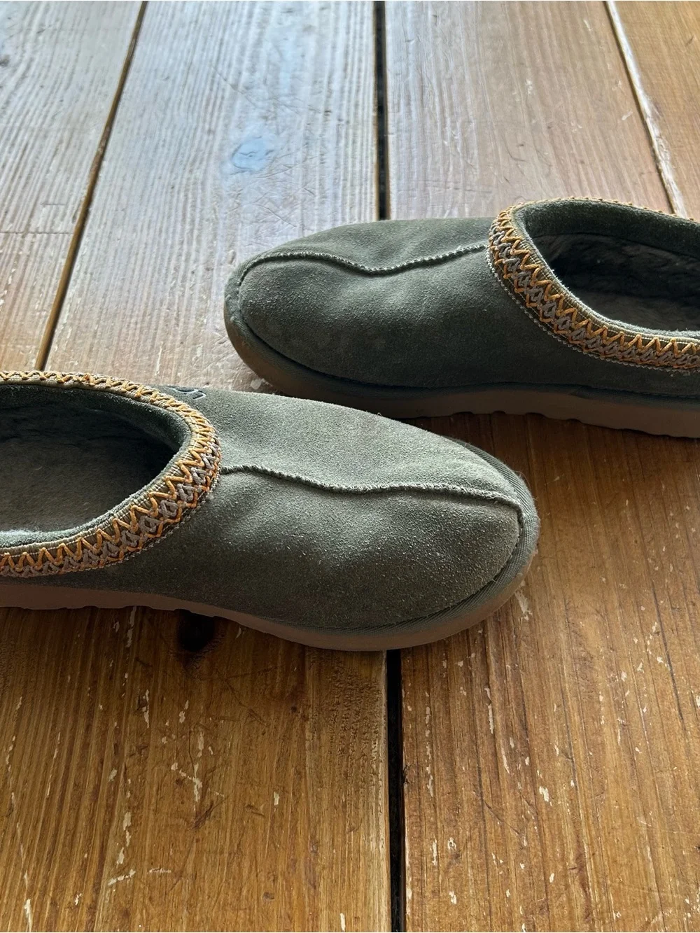 UGG Men’s Olive Green Suede Slip-On Loafers